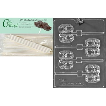 Cybrtrayd 45St25-S092 Baseball Round Disc Lolly Sports Chocolate Candy Mold with 25-Pack 4.5-Inch Lollipop Sticks Cybrtrayd 45St25-S092 Baseball Round Disc Lolly Sports Chocolate Candy Mold with 25-Pack 4.5-Inch Lollipop Sticks